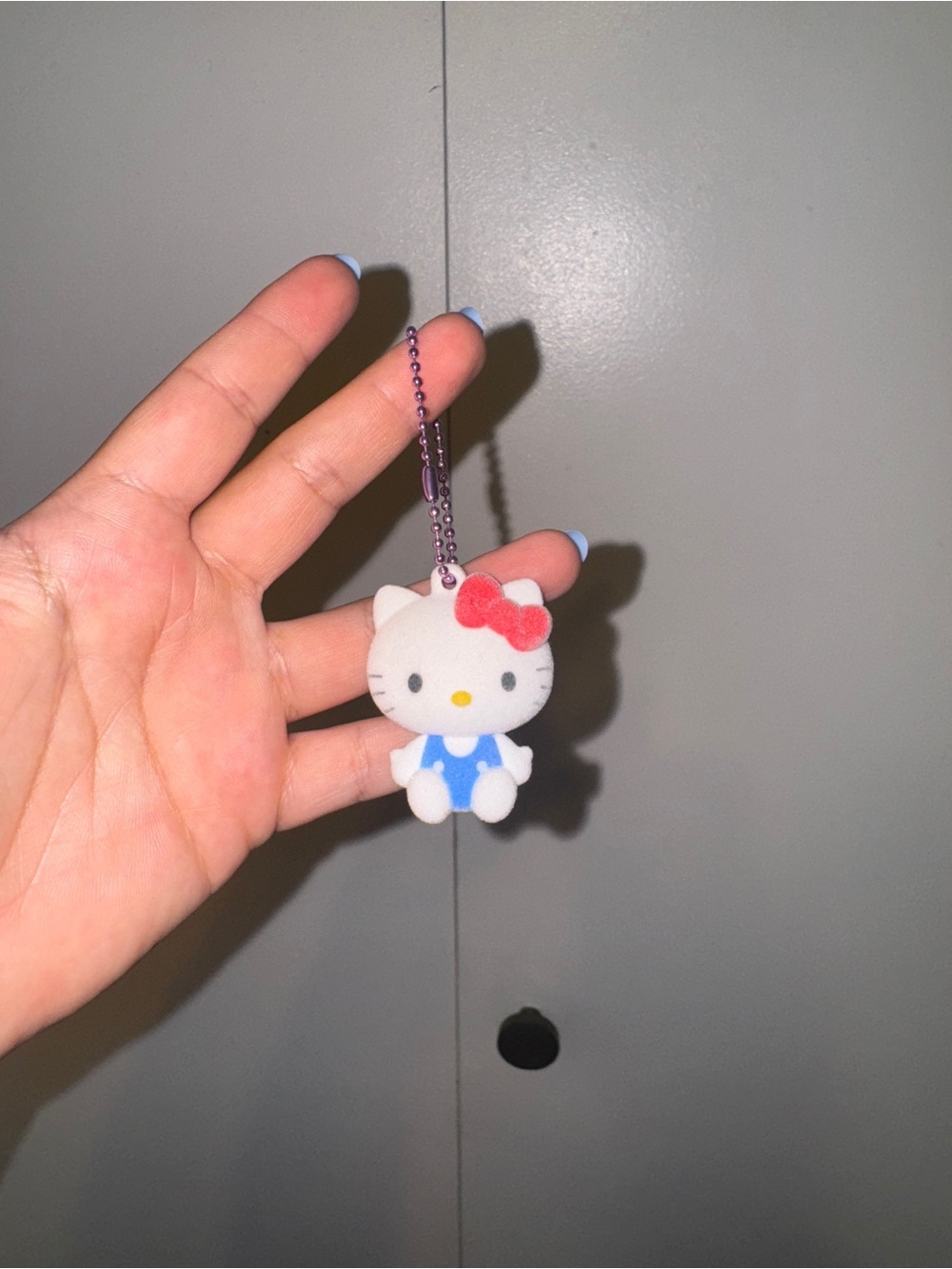 Hello Kitty Plush Keychain Red Bow Blue Outfit Gachapon